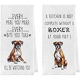 Gqtt Boxer Dog Dish Towels Set - Funny Dog Gifts, Decorative Waffle Weave Kitchen Towels, Hand & Tea Towels (1624 Inches, Set of 2)