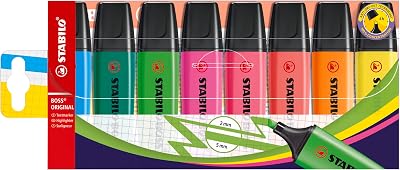 Stabilo Boss Original Highlighter Pack of 8 Assorted Colours
