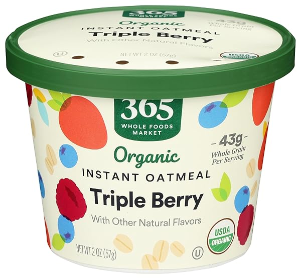 365 BY WHOLE FOODS MARKET, ORGANIC TRIPLE BERRY INSTANT OATMEAL, SINGLE SERVE, 2 OUNCE