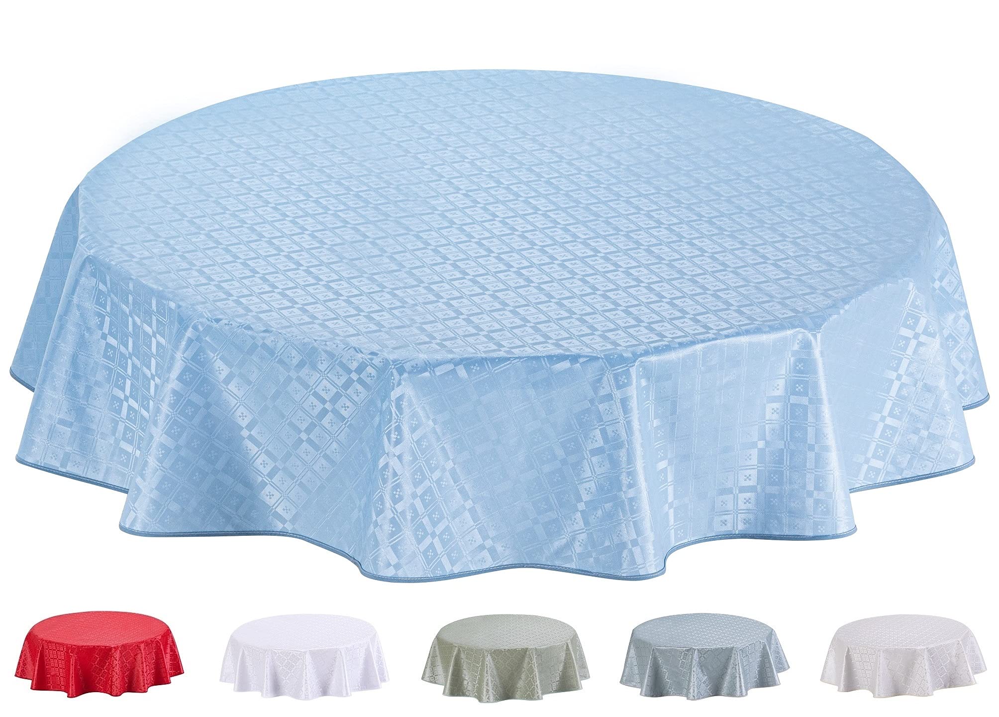 Home Direct Round Oilcloth PVC Wipe Clean Tablecloth Table Cover 155cm 61" Blue Grey