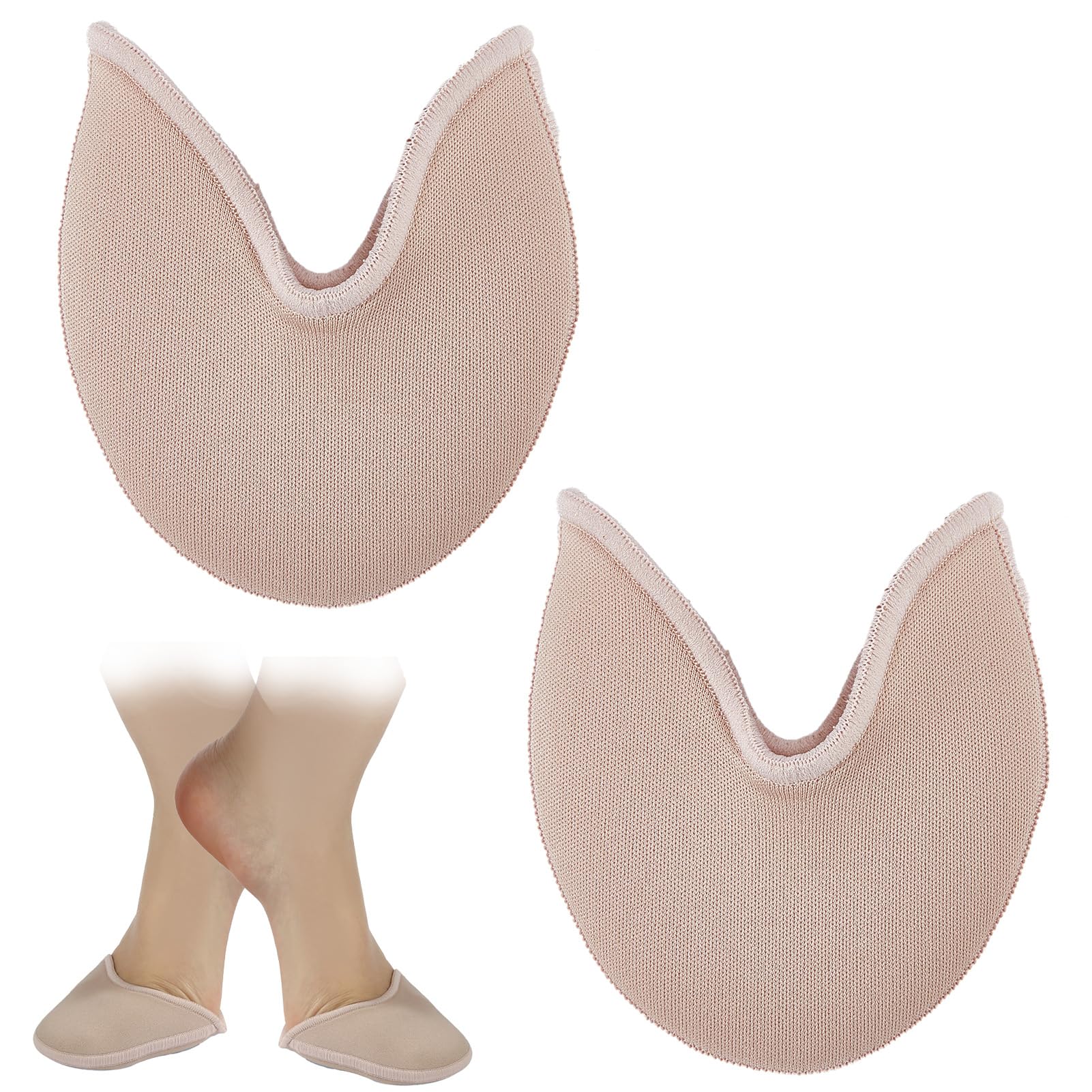 NICENEEDED Skin Color Ballet Pointe Shoe Socks Pad, Anti-Slip Cover Toe Wrapped Protector Cushion, Knitted Fabric Dance Shoe Pads Accessories for Forefoot Protect