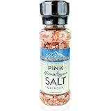 Natural Pink Himalayan Cooking Salt in Refillable Grinder - 8 oz Healthy Unrefined Coarse Salt Packed with Minerals - Kosher 
