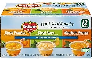 Del Monte No Sugar Added Assorted Flavors Fruit Cup Snacks 2.94 lb, 12 Count