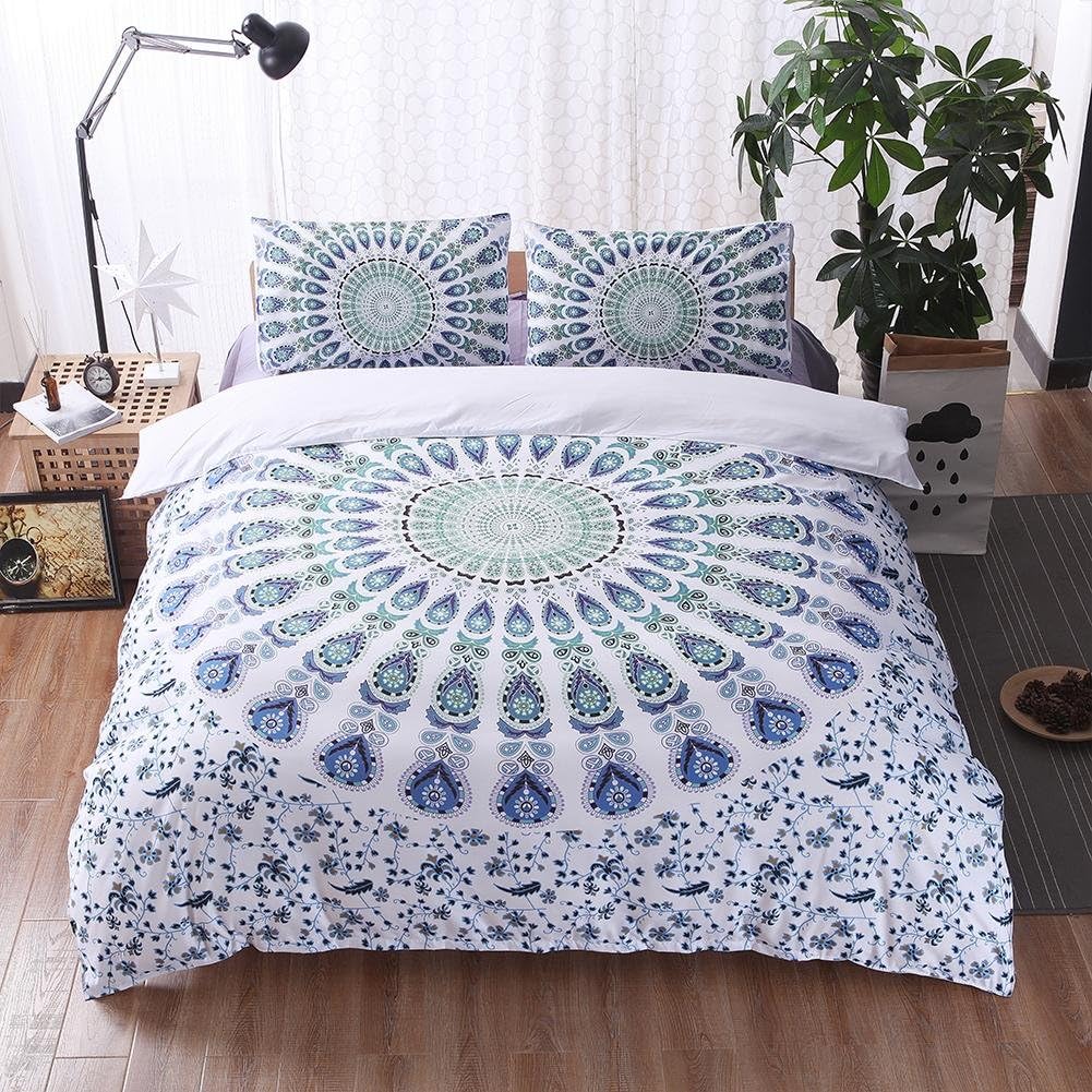 NccnToo National style 2 Duvet Cover Sets(Package Content: 1 x Duvet Cover + 1 x Bed Sheet + 2 x Pillowcases) , A , Doubie 200*230