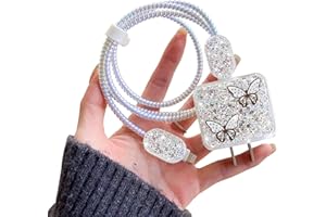 Cute Cable Protector for iPhone Charger with Glitter Bling Gold Butterfly Design Data Cable Protector Data Line Wire Saver Ph