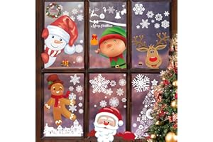 Funnlot Christmas Window Clings,Christmas Decorations Window Stickers with Snowflake Santa Claus Double Sided Reindeer Winter