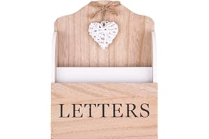 Maturi Woven Heart Letter Rack with Two Compartments, 9.3" x 6.7" x 2.3", Brown