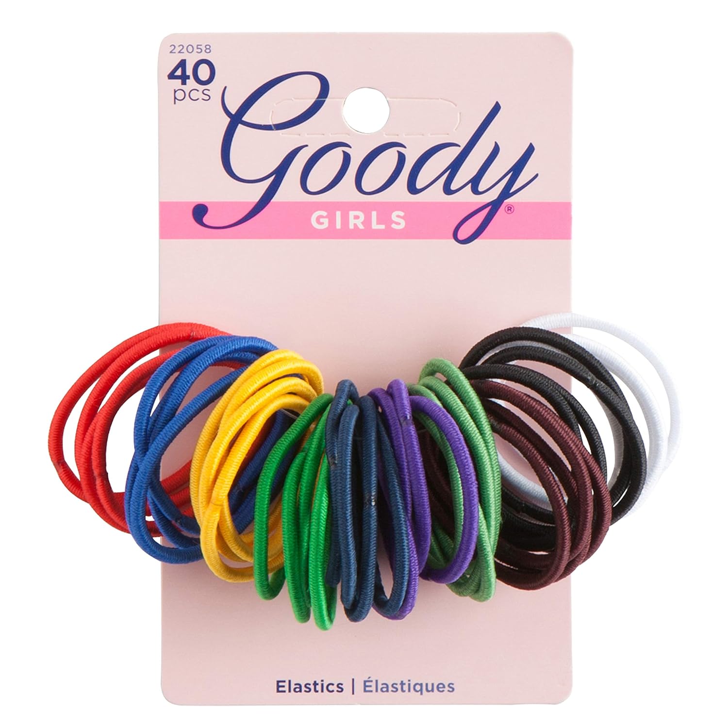 Goody Ouchless Medium Hair Elastics 2mm, 40 Count (Assorted colors) : Ponytail Holders : Beauty