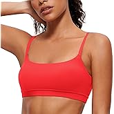 CRZ YOGA Butterluxe Adjustable Spaghetti Strap Sports Bras for Women - Scoop Neck Wireless Padded Yoga Workout Crop Top