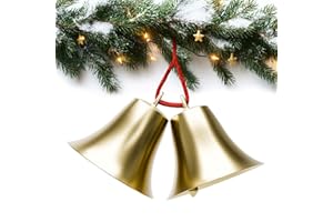 LAGARTO 2 Pcs Bells for Door Knob – Hanging Bell for Door Opening 2″ × 1.8″ Vintage Brass with Hanging Loop, Clear Ringing Sound for Home Entry & Office Decorative – Small Bell for DIY Crafts & Holiday Decor