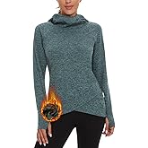 Soneven Women's Fleece Sweatshirts Long Sleeve Cold Weather Running Gear Thermal Hoodie with Thumb Holes