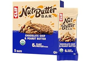 CLIF BAR CLIF Nut Butter Bar - Chocolate Chip & Peanut Butter - Filled Energy Bars - Non-GMO - USDA Organic - Plant-Based - Low Glycemic - 1.76 oz. (5 Pack)