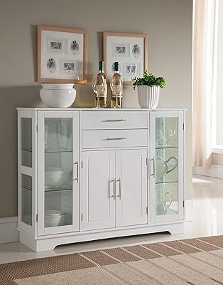 Kings Brand Kitchen Storage Cabinet Buffet with Glass Doors