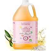 Brittanie's Pure Organic Castile Liquid Olive Oil Soap Refill, Dead Sea Salt, 1 Gallon | Face, Body Wash, Dishes, Pets & Laundry | Vegan & Gluten Free Non-GMO