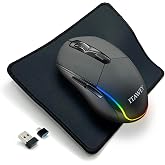 ITAWEY Bluetooth LED Mouse + Pad Combo | LED Strip, Rechargeable, Dual BT/2.4G, Quiet, 6 Buttons