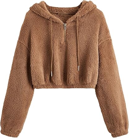fuzzy crop hoodie