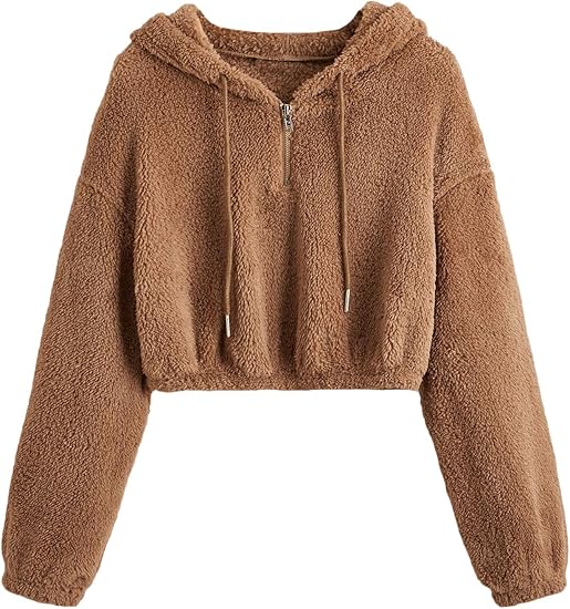 half zip fluffy faux shearling teddy sweatshirt