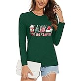 Christmas Shirts for Women Christmas Tree Graphic T Shirts Long Sleeve Merry Christmas Tops Family Xmas Holiday Tops