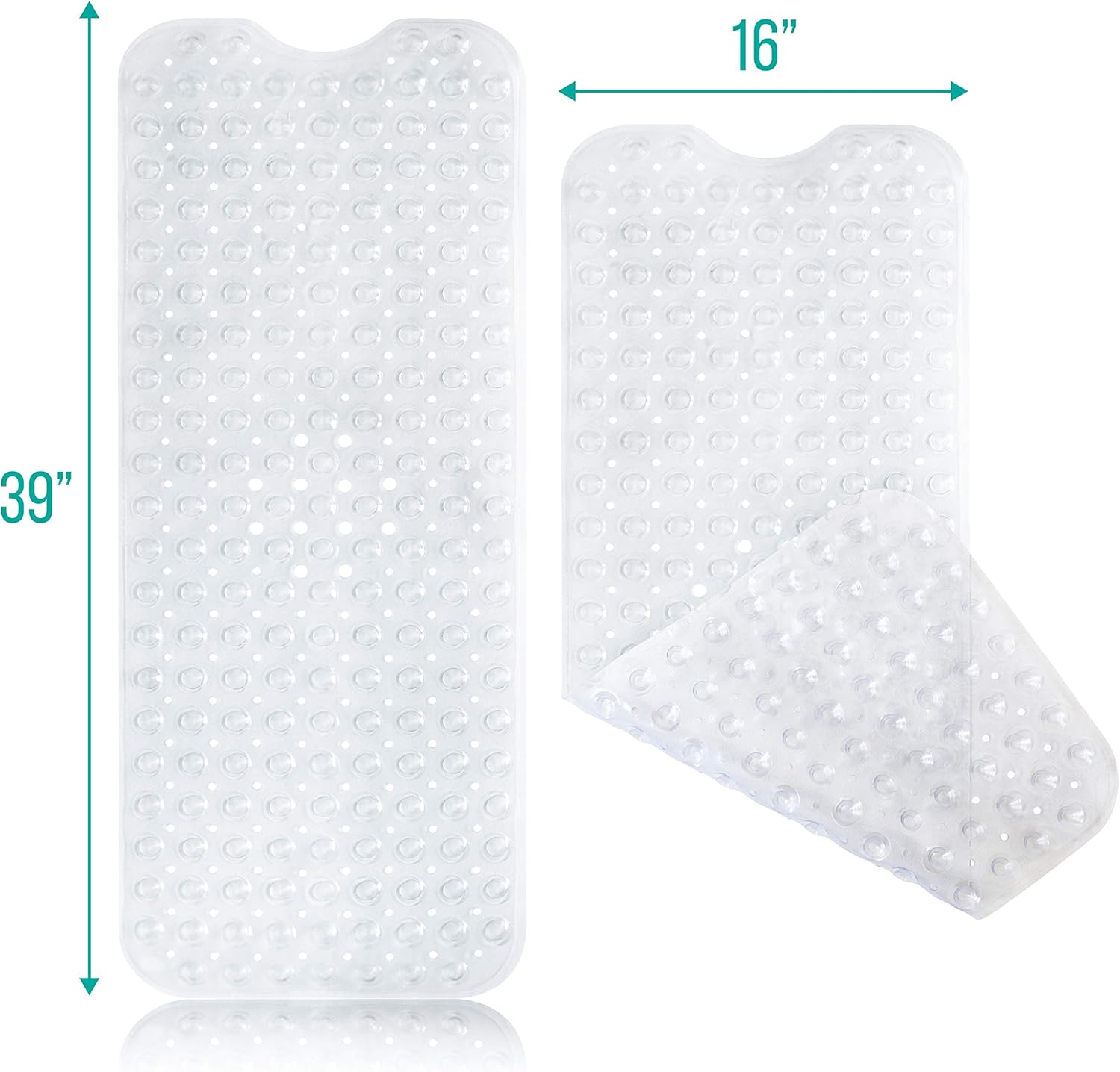 Sierra Concepts 2-Pack Bath, Shower, Tub Mat Clear (39x16) Non Slip, Mildew Resistant, Machine Washable, Antibacterial, BPA, Phthalate Free, Bathtub Mats - Drain Holes, Suction Cups, XL Rectangle Size: Home & Kitchen
