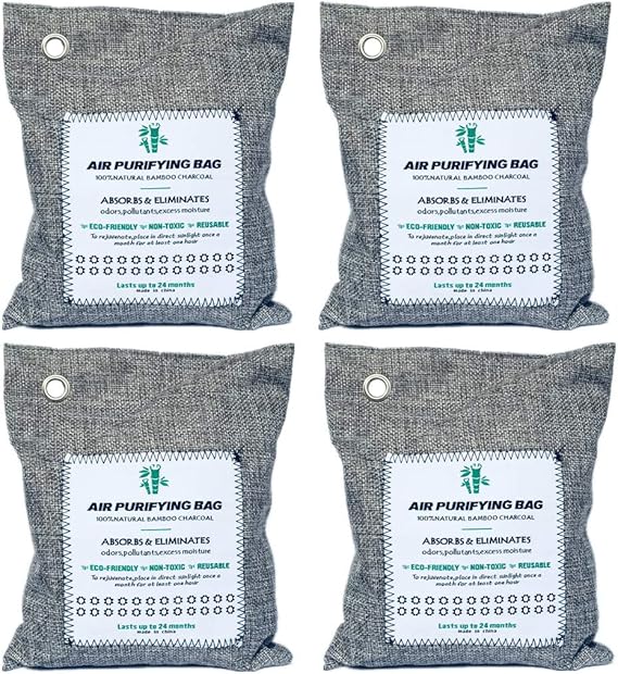 Activated Bamboo Charcoal Air Purifying Bags Pack of 4, 200gram/bag Amazon.co.uk Kitchen & Home