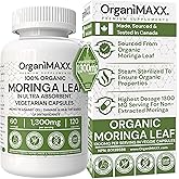 1300mg Organic Moringa Capsules 120 Count HIGHEST POTENCY OrganiMAXX Moringa Leaf Capsules. Supports Gut Health, Liver Detox,
