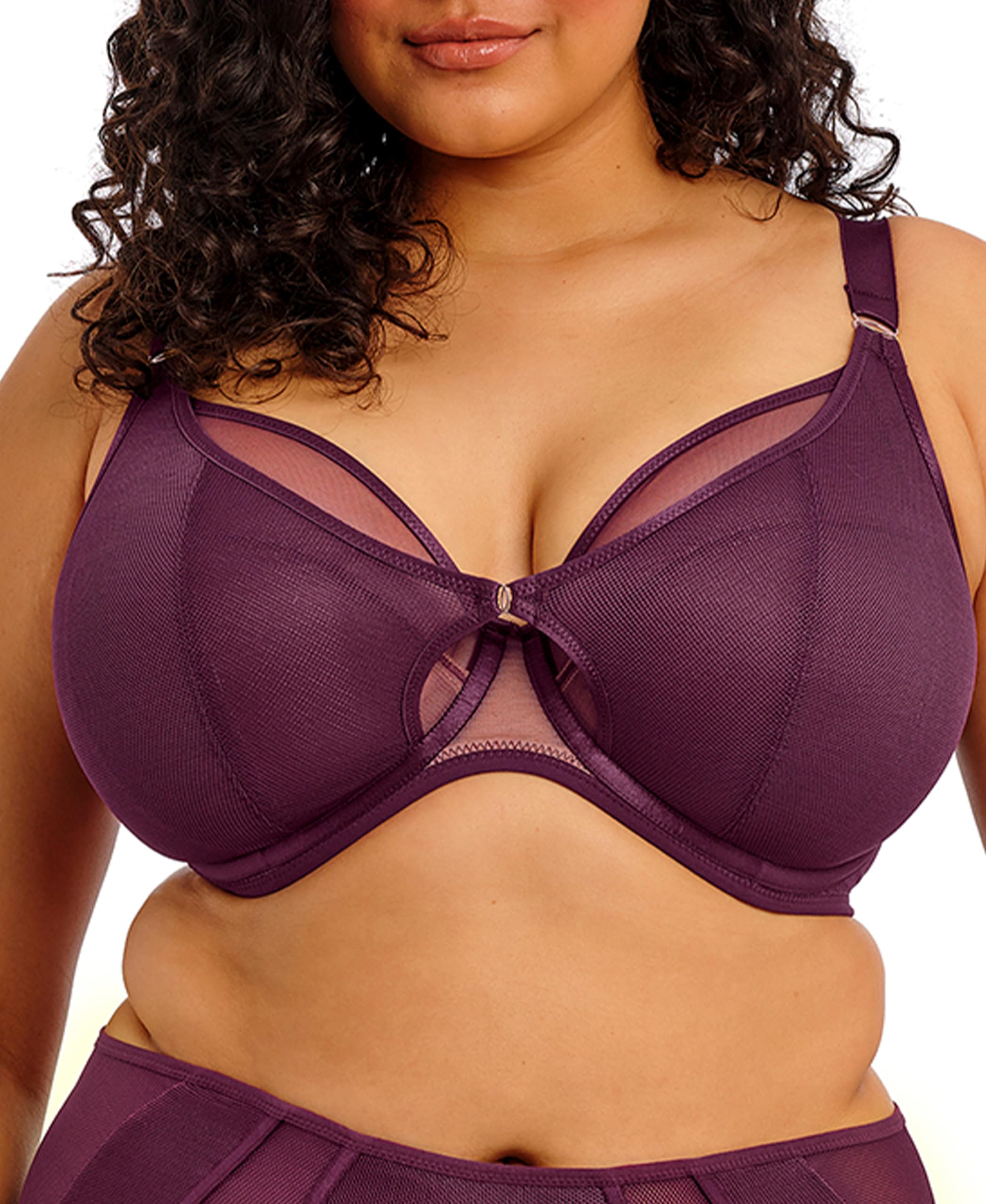 Elomi Women’s Kintai Underwire Plunge Bra, BlackBerry, 40G