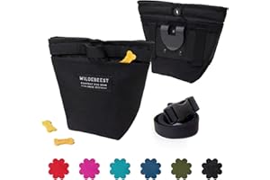 Wildebeest Dog Treat Pouch, Dog Treat Bag, Dog Training Treat Pouch, Dog Travel Bag, Pet Treat Pouch, Magnetic Closure, 2 Water-Resistant Compartments, Detachable Waist Strap & Belt Clip