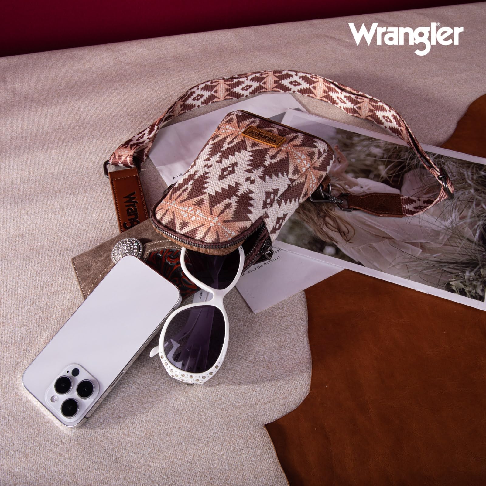 Wrangler Aztec Sling Bag - Southwest Crossbody Trendy Chest Bag