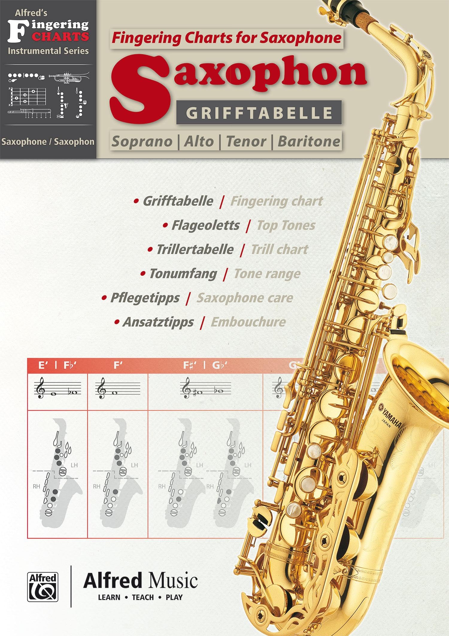 Grifftabelle Saxophon: Fingering Charts Saxophone (Alfred's Fingering Charts Instrumental Series)