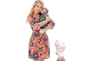ECO BABY MADE WITH LOVE ECO BABY Mommy and Me Robe and Swaddle Set | Maternity Robe and Matching Baby Set for Girl, Boy | Hospital Labor and Delivery