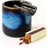 Cool & Cute Ceramic Ashtray – Deep Ash Tray with Holder | Indoor Outdoor Vintage Smoking Accessories