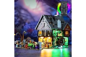 LocoLee Light Kit Compatible with Lego Hocus Pocus: The Sanderson Sisters' Cottage House Decor 21341, Remote Control Lighting Set Accessories Compatible with Lego Ideas 21341 (Lights Only, No Models)