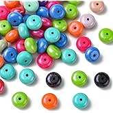 Gythara 50 pcs Mixed Colors Flat Round Theme Silicone Focal Beads Rondelle Disc Abacus Spacer Beads for DIY Jewelry Necklace Beadable Pens Bracelets Keychain Making Craft Decor