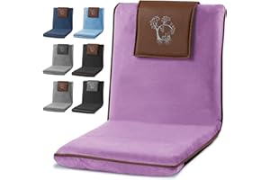 MONK & LLAMA Adjustable Japanese Floor Chair with Back Support for Adults | Premium Meditation Chair for Seating, Yoga & Gaming -Folding Backjack Floor Chair with 6 Recline Positions, Thick Padding & Vegan Leather