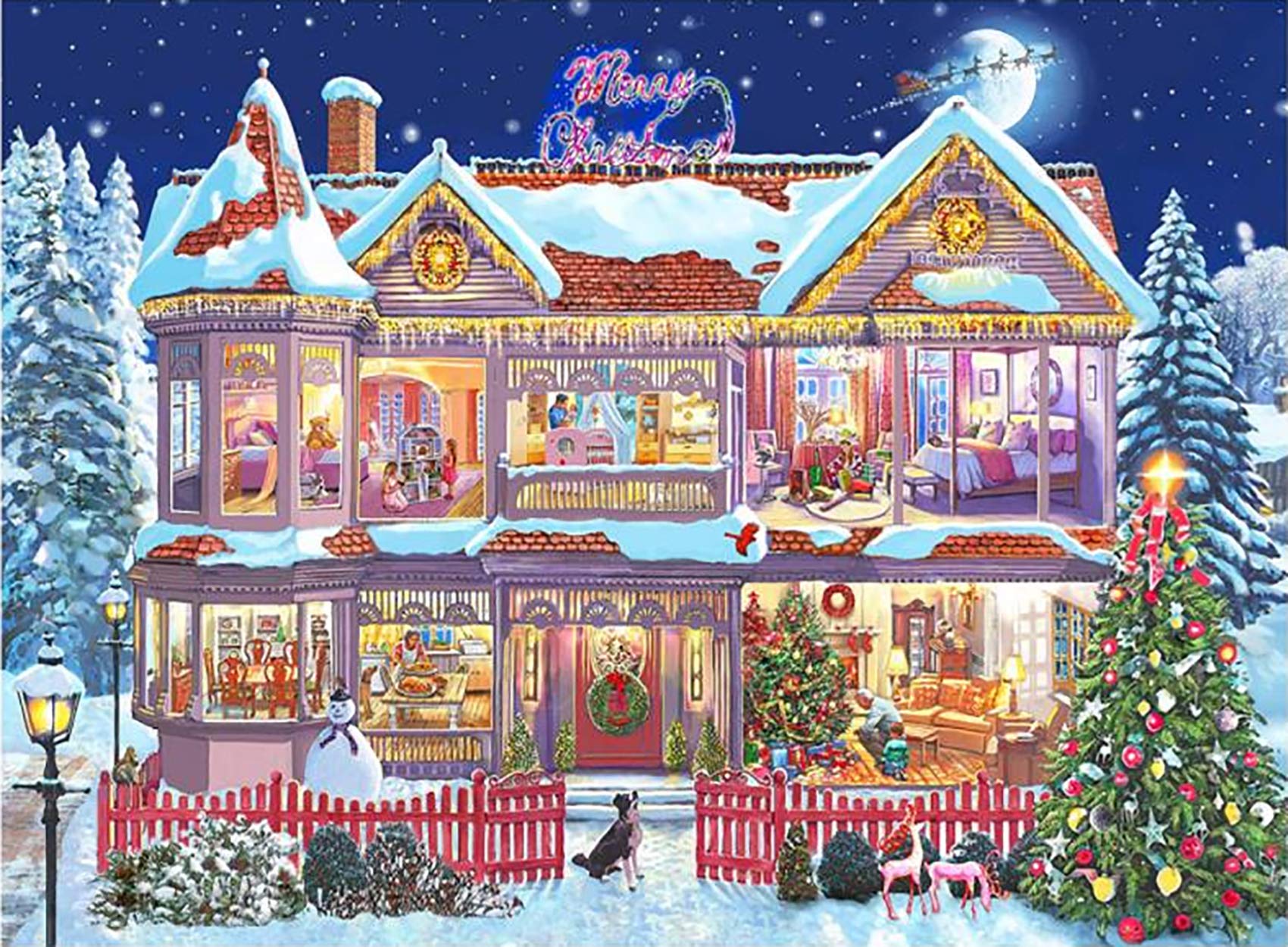 Koomon Christmas 5D Diamond Art Kits for Adults, DIY Winter House Diamond Art Full Drill Crystal Rhinestone by Number Kit Embroidery Pictures Craft for Home Decor 30 x 40 cm