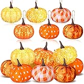 Libima 12 Pcs Thanksgiving Pumpkin Tree Ornament Fall Tree Decorations Hanging Mini Pumpkin Ball Decorations Farmhouse Ornaments for Autumn Thanksgiving Halloween Christmas (Cute)