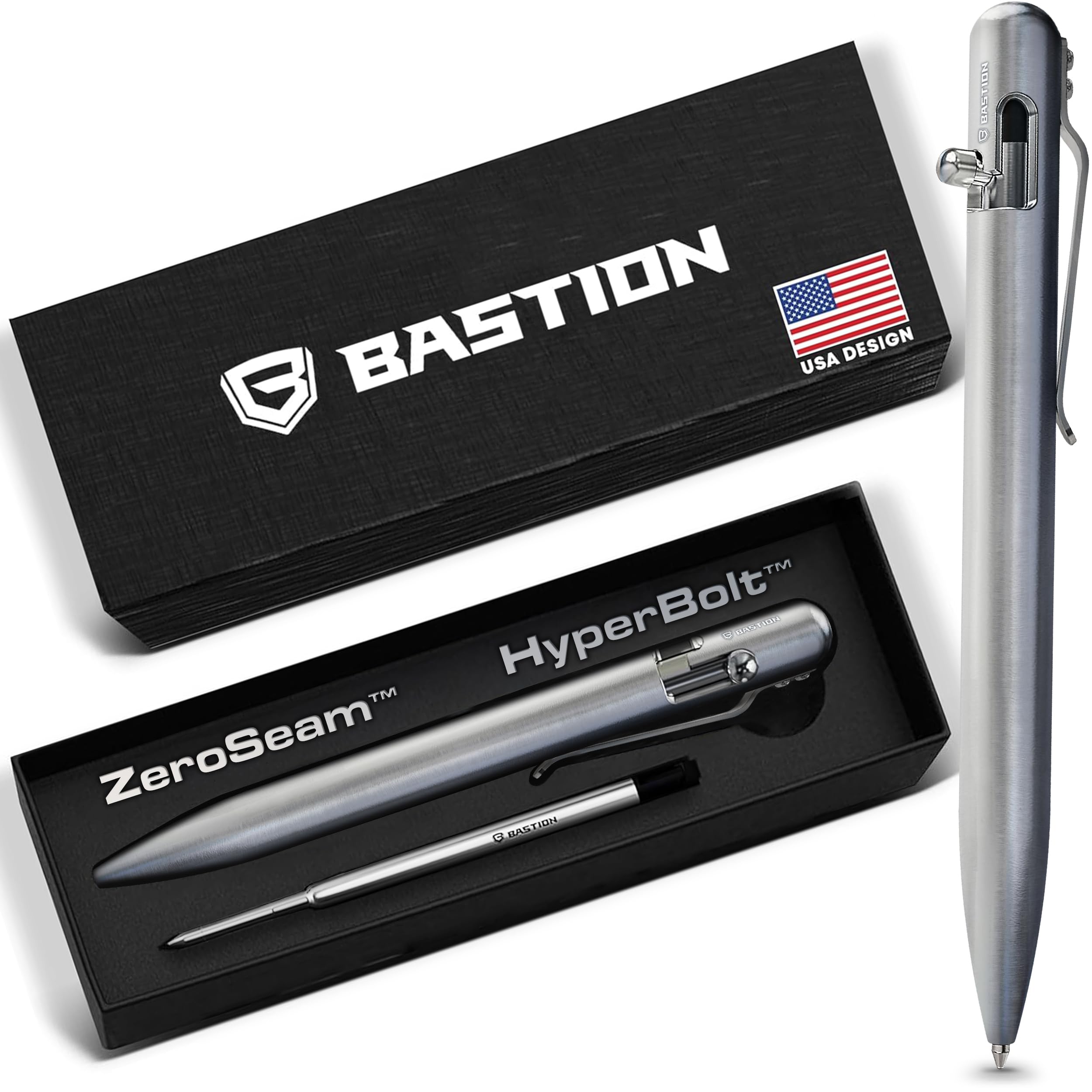 BASTION Luxury Gift Pen Exclusive Hyperbolt™ & Zeroseam™ Titanium Ballpoint, Executive Metal Writing Instrument, premium construction, ideal for professionals, perfect for office or personal use — image 1