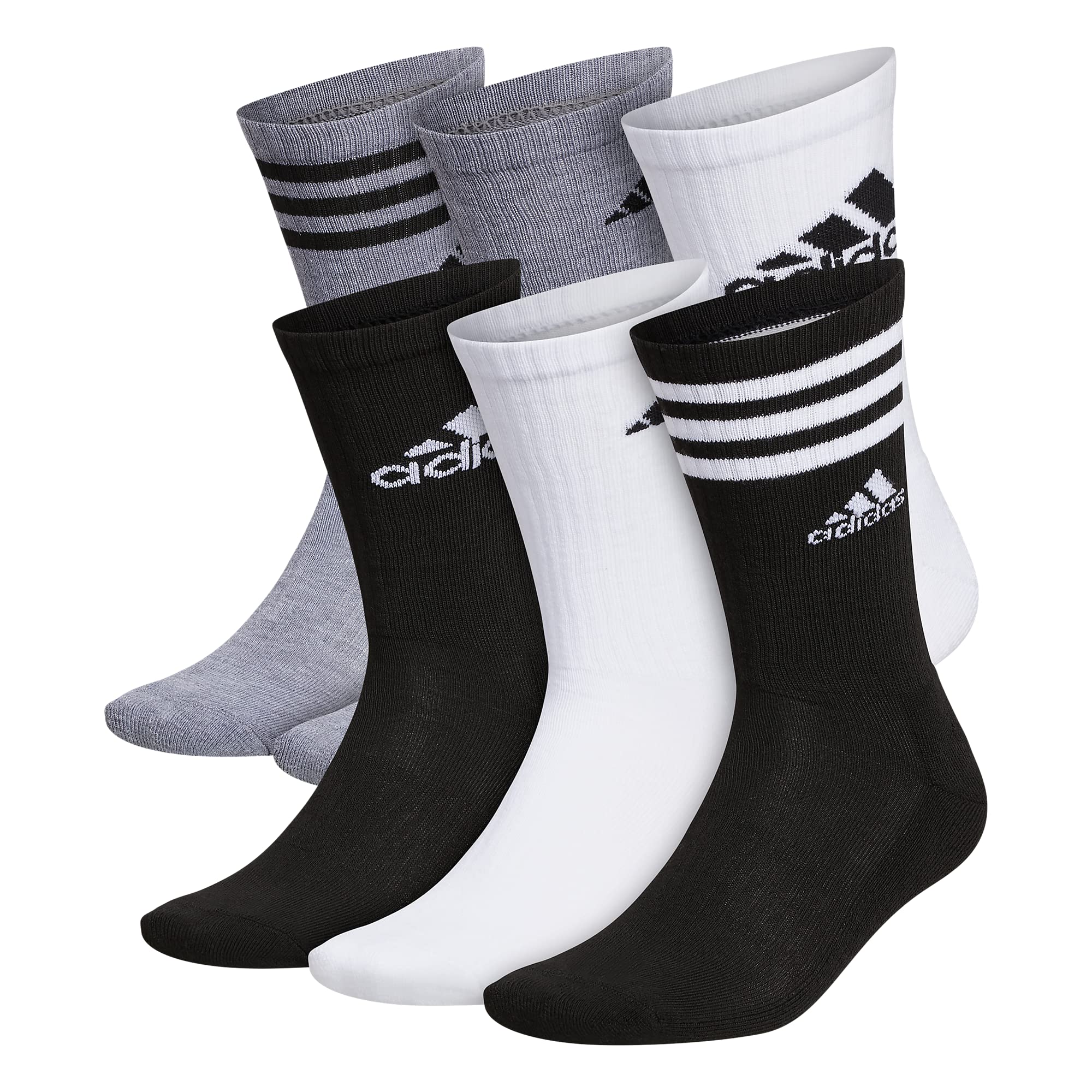 adidas Men's Athletic 6-Pack, Cushioned Crew Socks