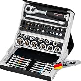 HAZET 2200SC-2-PD Smart Case and Socket Wrench Set, 50-Piece Set, Ratchet Handle, Socket &amp; Bit, 1/4-Inch, Automotive Maintenance, DIY, Work Tools, Storage Case Included, For Mechanics