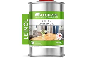 Nordicare Linseed Oil for Wood - 100% Pure & Natural Linseed Oil for Entire Indoor Area - Food-Safe Raw Linseed Oil for Wood Furniture - Underlines the Original Wood Structure - Made in Denmark (34oz)