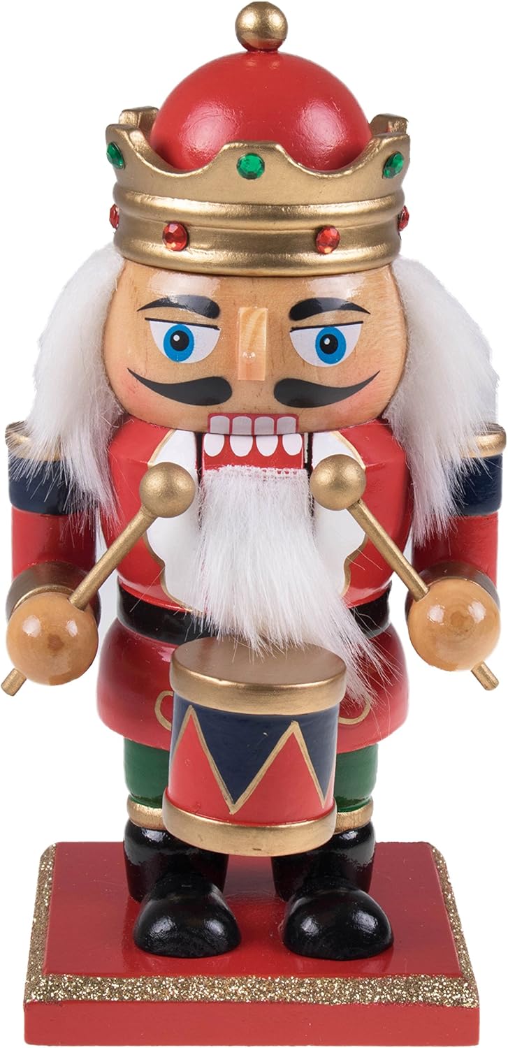 Nutcrackers - Clever Creations Red Drummer 7 Inch Traditional Wooden Nutcracker, Festive Christmas Décor for Shelves and Tables