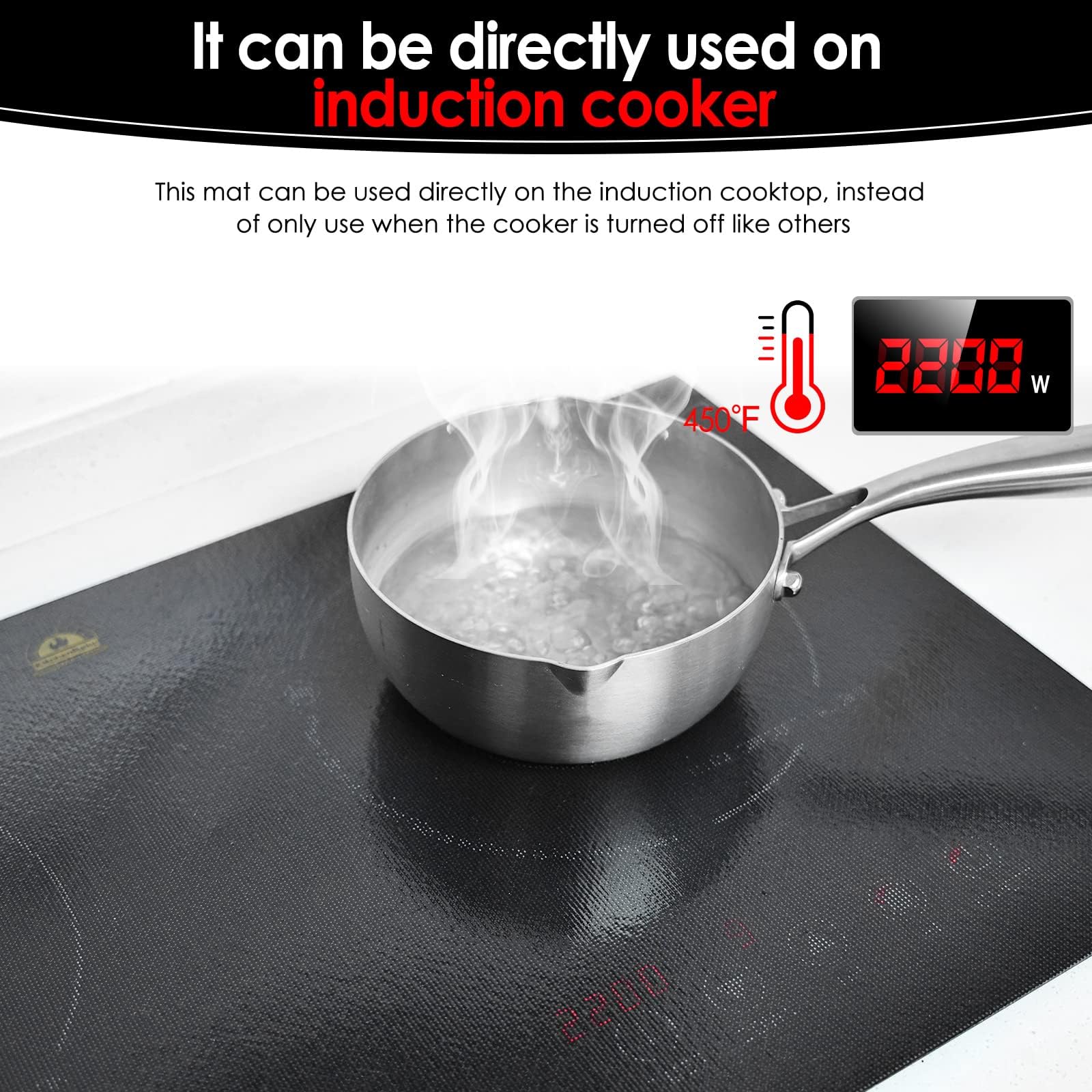 Cook's Aid Large Induction Cooktop Protector Mat,Translucent (Magnetic) Stove Top Cover for Electric Stove (Semi-transparent Black, 21.2x35.4 inch)