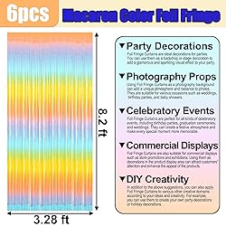 6 Pack Light Rainbow Foil Fringe Curtain