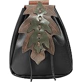 UJUROU Renaissance Belt Pouch Ren Faire Bag Leaf Purse Medieval Fanny Drawstring Waist Pack Fairy Costume Accessories