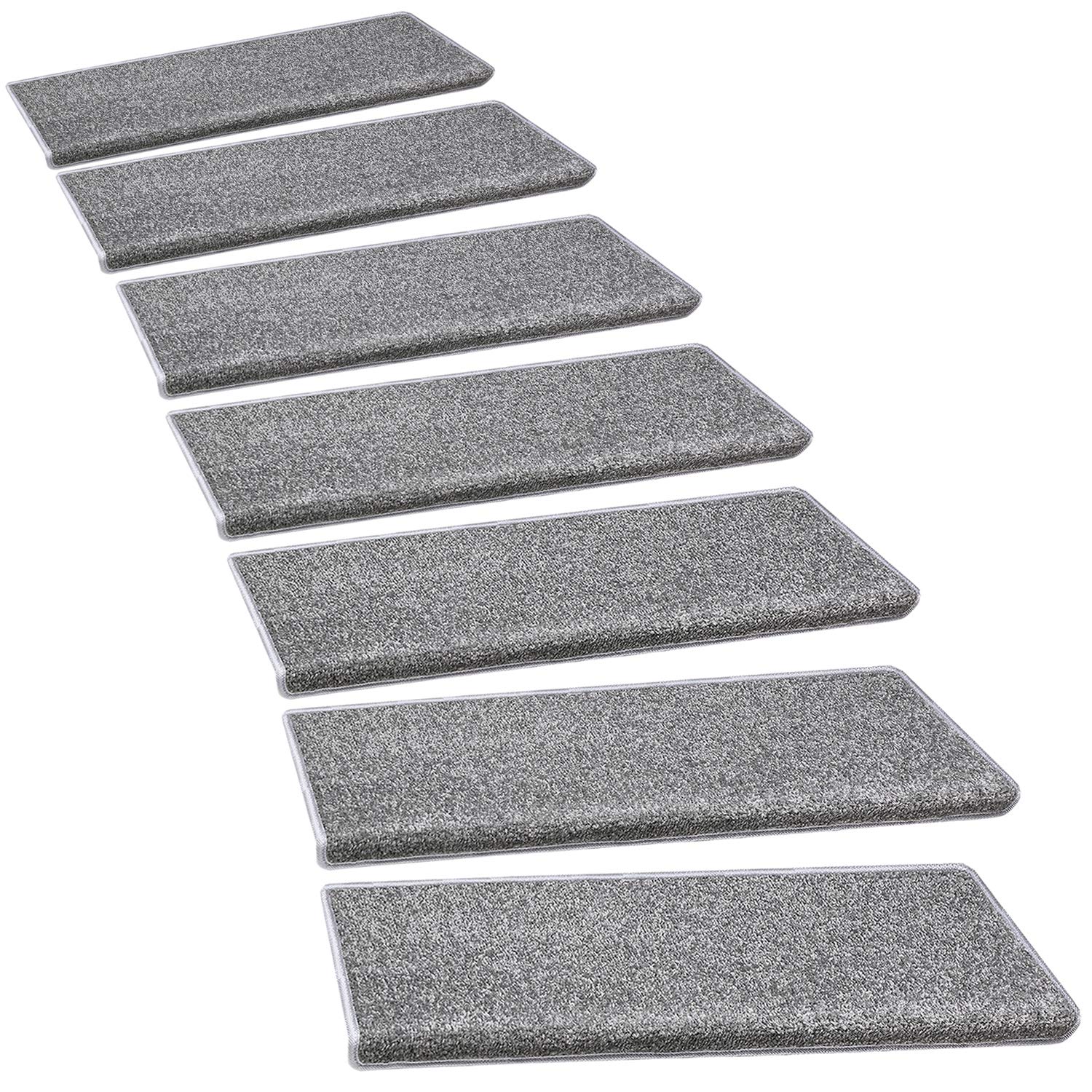 Photo 1 of PURE ERA Bullnose Carpet Stair Treads Set Tape Free Non-Slip Indoor Stair Protectors Pet Friendly Rugs Covers Soft Skid Resistant Washable Reusable 9.5" x 30"(2 Pieces,Gray)