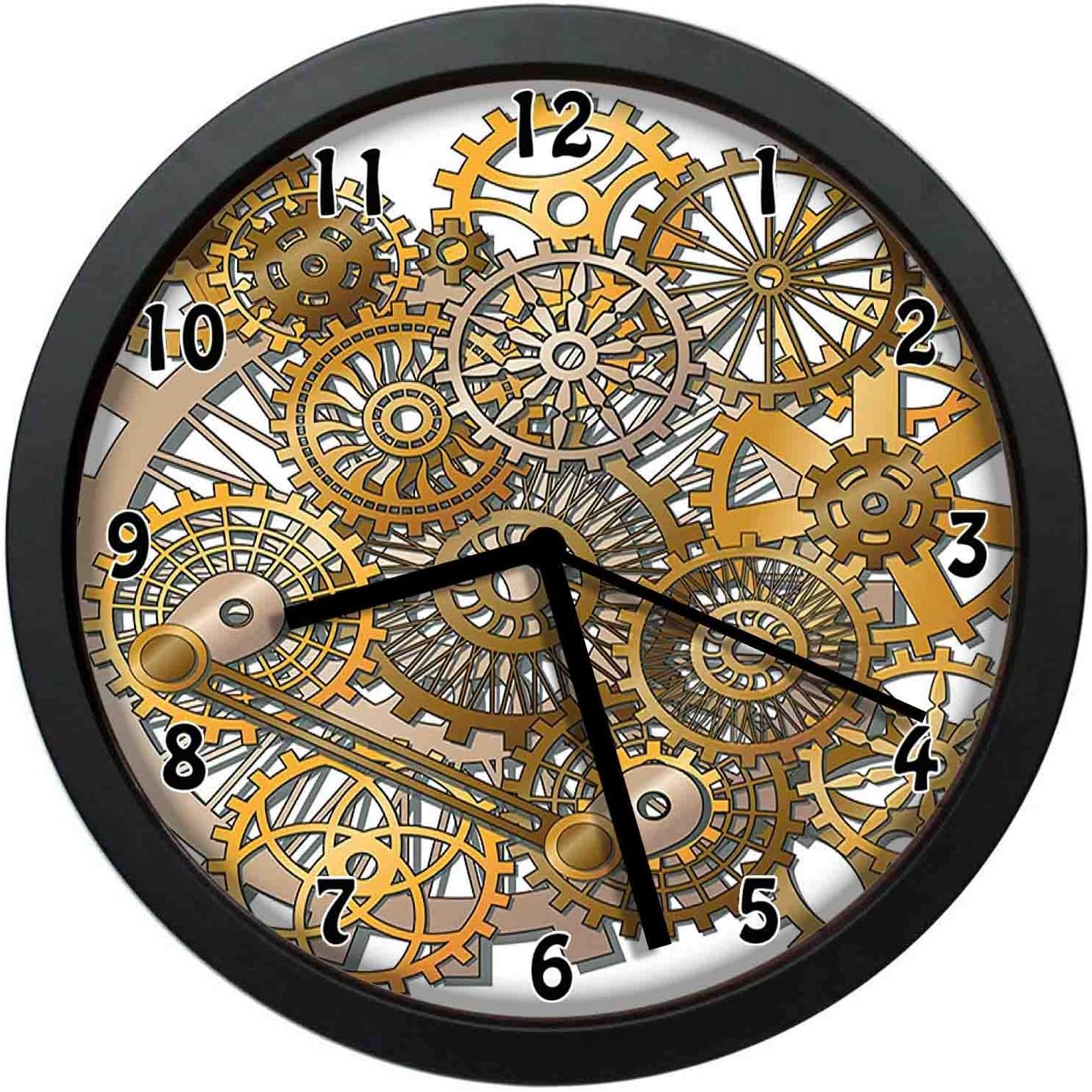 Amazon Co Jp スチームパンクな機械設計工学のテーマのスタイルの歯車印刷壁掛け時計ミュート家の装飾電池式時計10インチ 約25cm ホーム キッチン