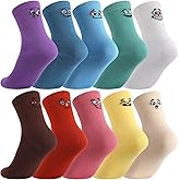 scenicamp 10 Pairs Cute Emotion Socks for Boys Girls Funny Crazy Face Cotton Socks Lightweight and Comfortable for Kids 9-13 Years