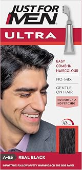 Just For Men Ultra Hair Colour Dye A55 Real Black 60ml Comb Kit