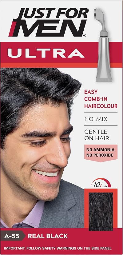 Just For Men Ultra Hair Colour Dye A55 Real Black 60ml Comb Kit
