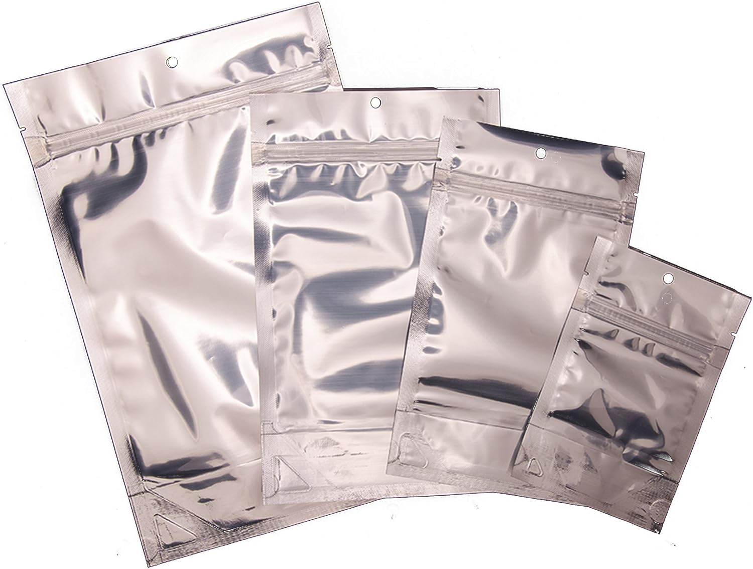 PackFreshUSA Silver & Clear Stand Up Pouches, 100pcs (Large 6x9.5x3.5) with PackFreshUSA Packaging Guide